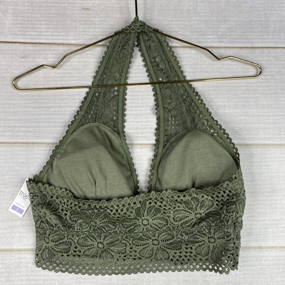 True Rue21 Bralette Women's Size Large Green Floral Print Lace Pullover Bra NWT - Picture 5 of 8